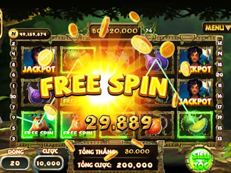 Hình ảnh vòng quay miễn phí, hệ số nhân và một giải jackpot nổ hũ khổng lồ