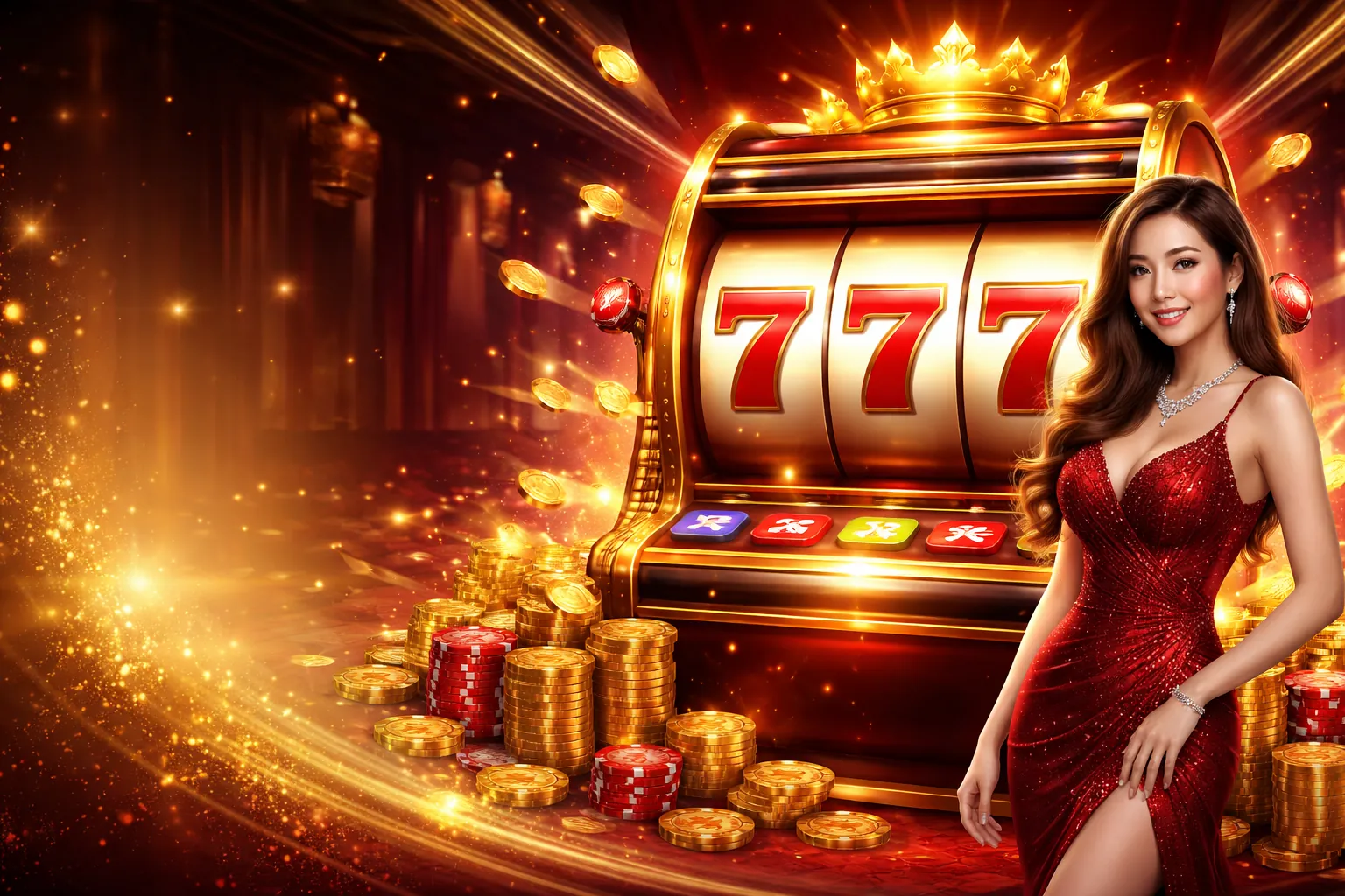 Hình ảnh máy slot RTP cao với biểu tượng chiến thắng rực rỡ